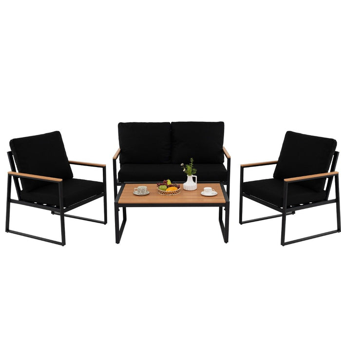 4 Pieces Patio Furniture Set  with Thick Cushions for Backyard-