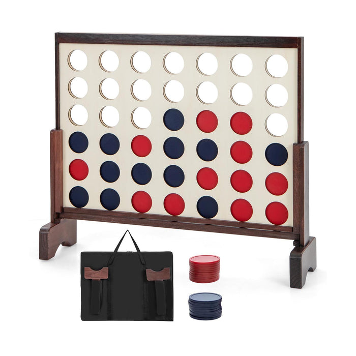 4-in-a-row Game Set with 42 PCS Jumbo Rings and 600D Oxford Fabric Carrying Bag-
