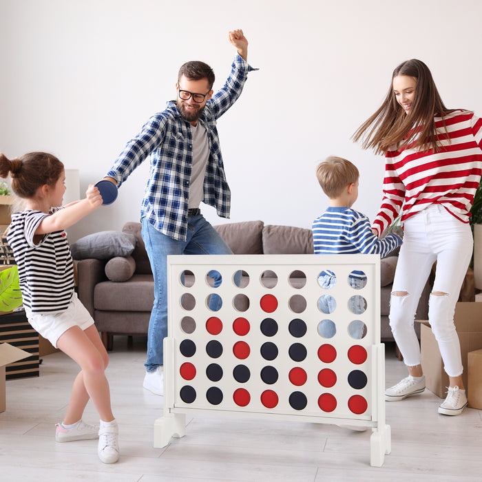 4-in-a-row Game Set with 42 PCS Jumbo Rings and 600D Oxford Fabric Carrying Bag-