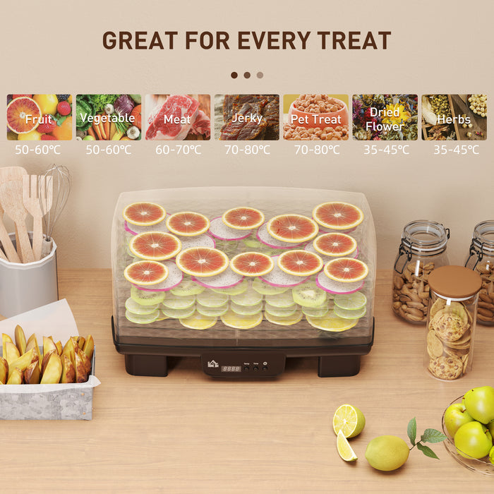 HOMCOM 6 Tray Food Dehydrator, 550W Food Dryer Machine with Adjustable Temperature, 48H Timer, for Drying Fruit, Meat, Vegetable, Jerky and Pet Treat, Black