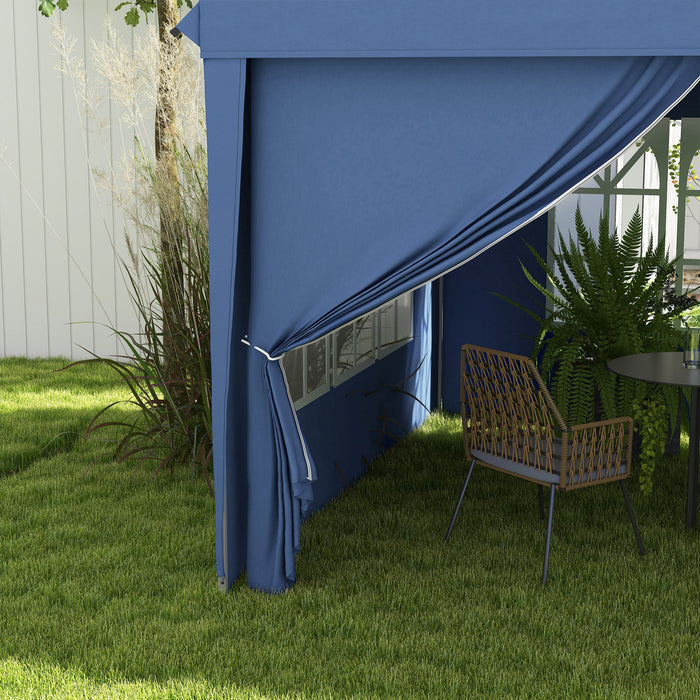 Outsunny 3x6m Pop-Up Gazebo, with Curtain Walls and Windows, Blue