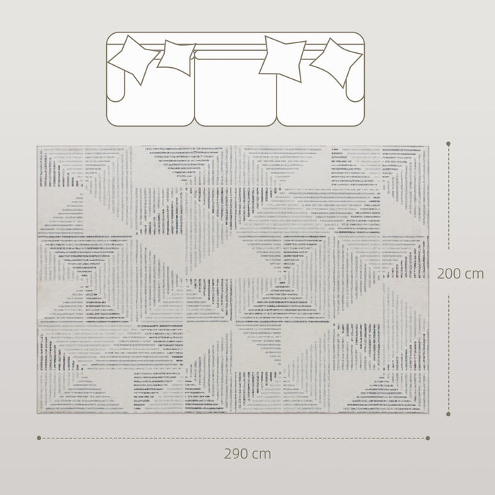 HOMCOM Modern Area Rug, Geometric Pattern Non-Slip Washable Rug, Soft Floor Carpet for Living Room, Bedroom, Dining Room, Home Office, 290 x 200 cm, Grey