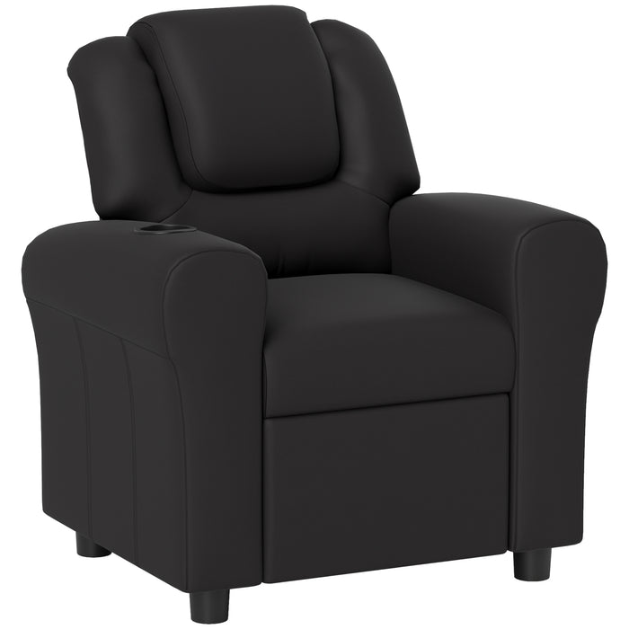 HOMCOM Kids Armchair, Kids Recliner Chair, PU Leather Kids Chair with Adjustable Backrest & Footrest, Padded Headrest, Black | Aosom UK