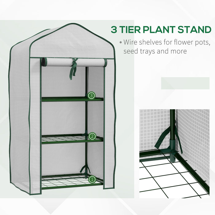Outsunny Three-Tier Mini Greenhouse - White | Aosom UK