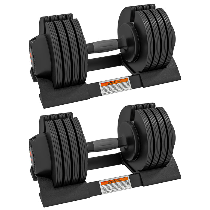 SPORTNOW 2 x 24KG Adjustable Dumbbells Set, 4-in-1 Weights Set with Storage Tray and Non-Slip Handle, Home Gym Fitness Equipment, Black | Aosom UK