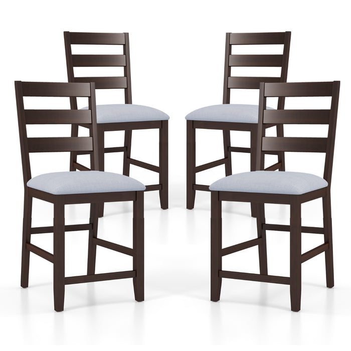 4-Piece Counter Height Bar Stool Set with Padded Seat and Rubber Wood Legs
