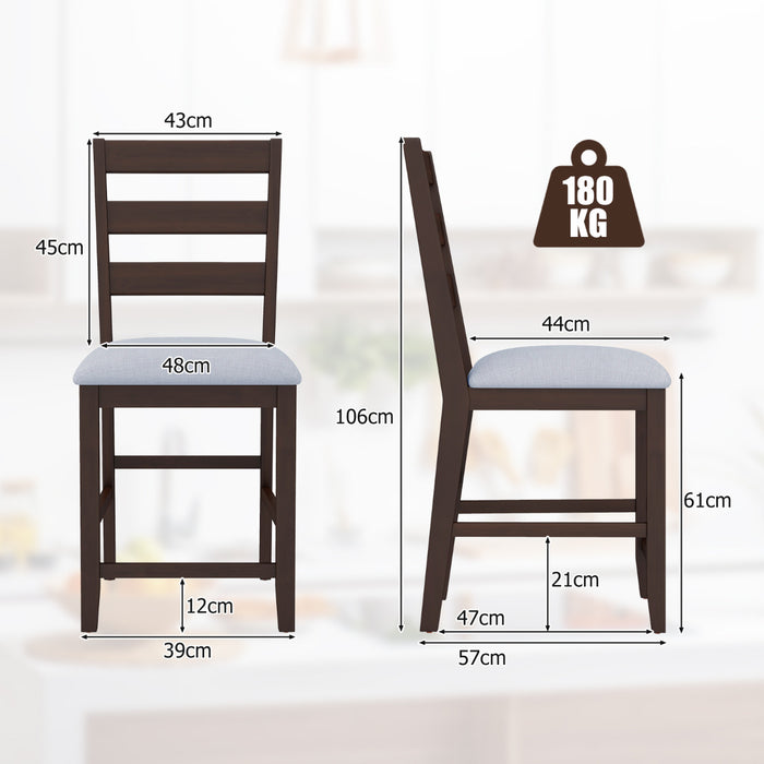 4-Piece Counter Height Bar Stool Set with Padded Seat and Rubber Wood Legs
