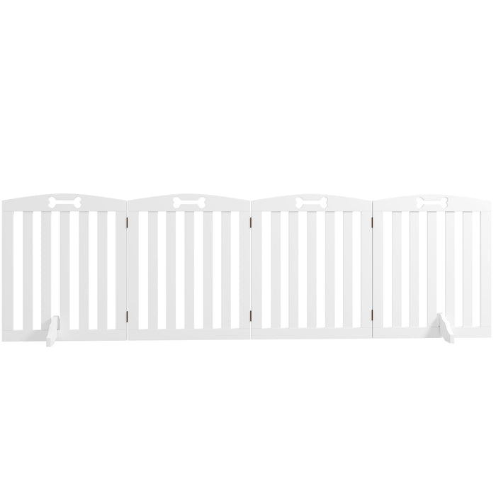 PawHut Dog safety gate folding dog gate support feet non-slip foot spikes 207.5 x 30 x 61 cm White