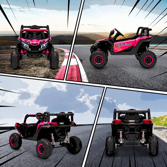 AIYAPLAY 12V Kids Ride On Car with Remote Control, Kids Electric Car with Suspension System, Music, for Kids 3-5 Years, Pink