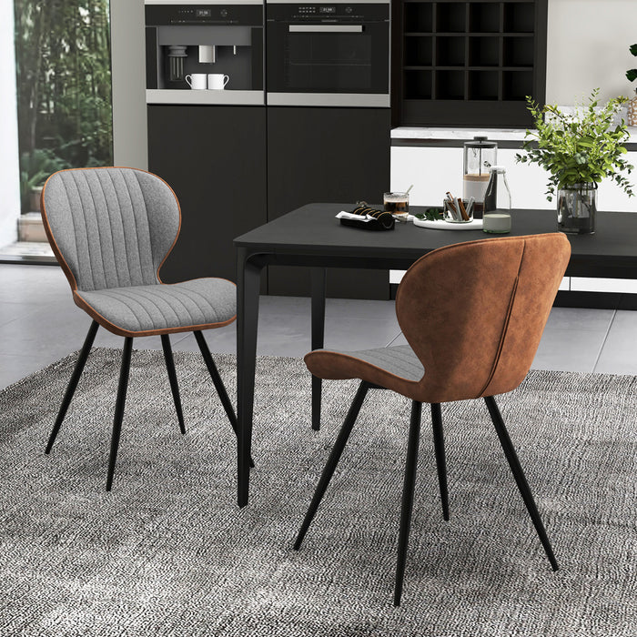 4 Set Armless Dining Chair Modern Accent Chairs with Curved Backrest-Grey