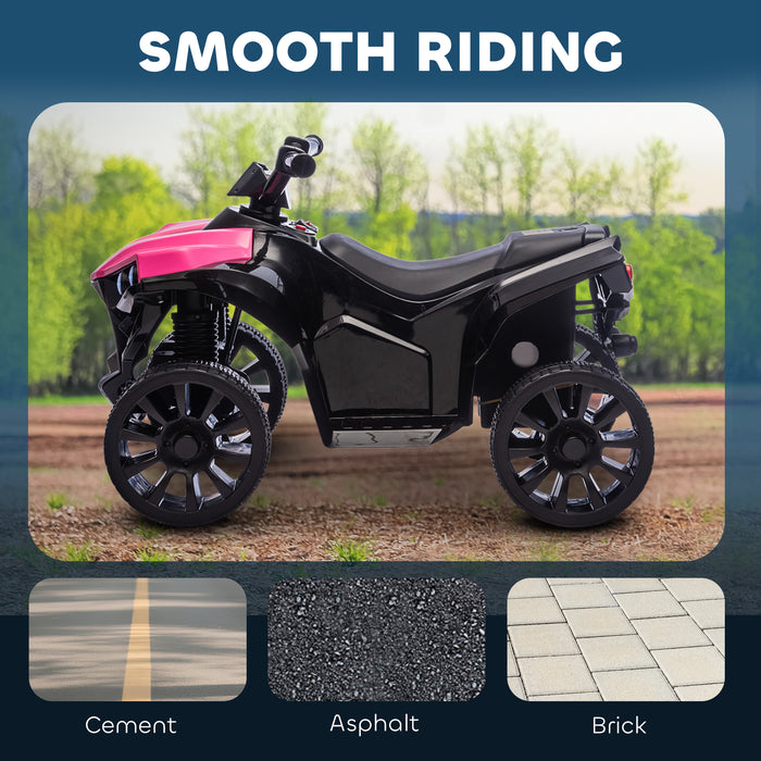 AIYAPLAY 6V Kids ATV, 4 Wheeler Electric Ride on Car with Music and LED Headlights, for Ages 3-6 Years Boys and Girls, Pink