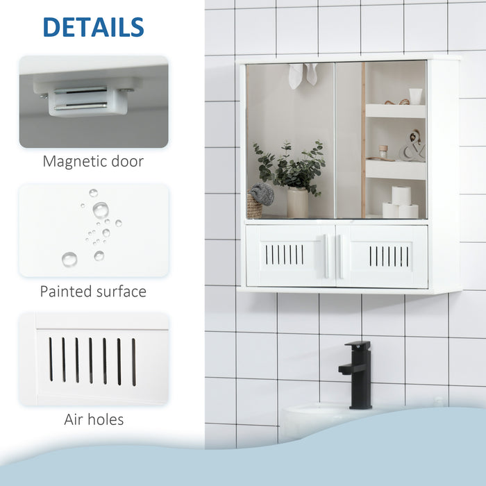 kleankin Modern Bathroom Storage Cabinet, Freestanding Floor Cupboard with Double Doors and Adjustable Shelves for Living Room, Hallway, Kitchen, Entryway, White