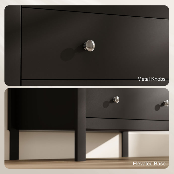 HOMCOM 5 Drawer Dresser for Bedroom, Modern Chest of Drawers, Wide Storage Unit for Living Room, Hallway, Black