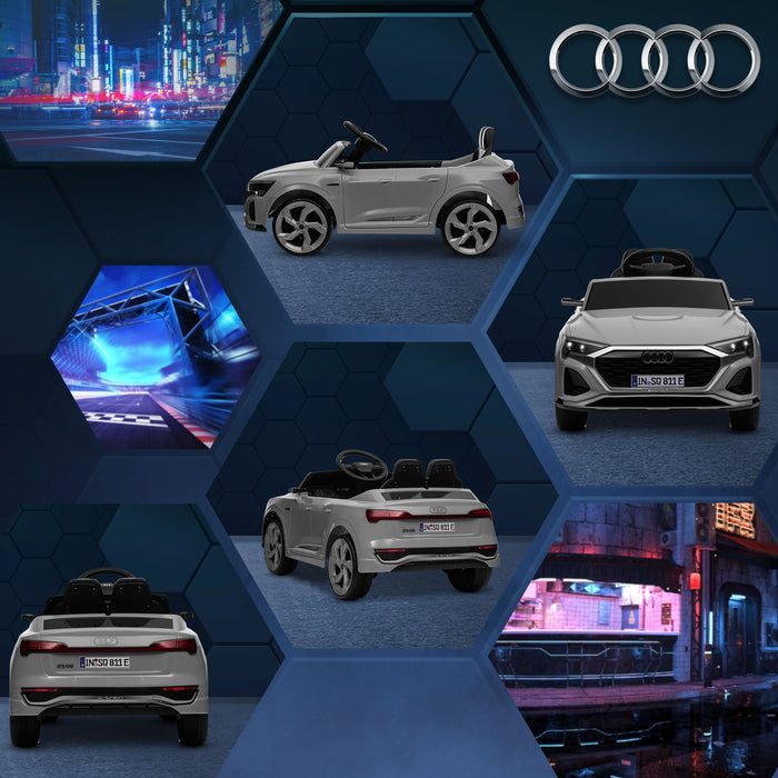 AIYAPLAY Audi Q8 e-tron Sportback Licensed 12V Ride on Car w/ Remote, 4 Spring Suspension Wheels, Headlights, Music, Horn - Grey