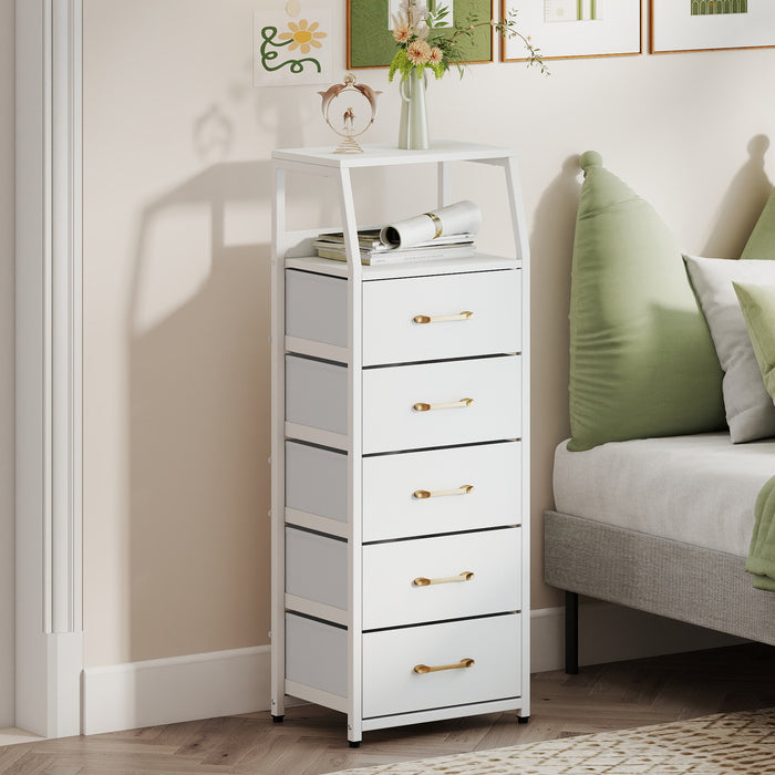 5-Drawer Storage Cabinet with Detachable Foldable Fabric Drawers and Anti-Tipping Kits-