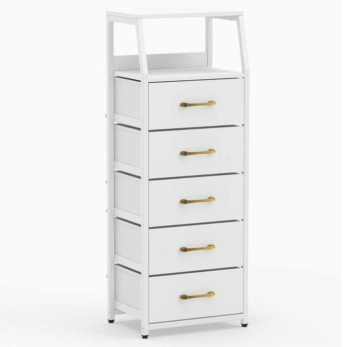 5-Drawer Storage Cabinet with Detachable Foldable Fabric Drawers and Anti-Tipping Kits-