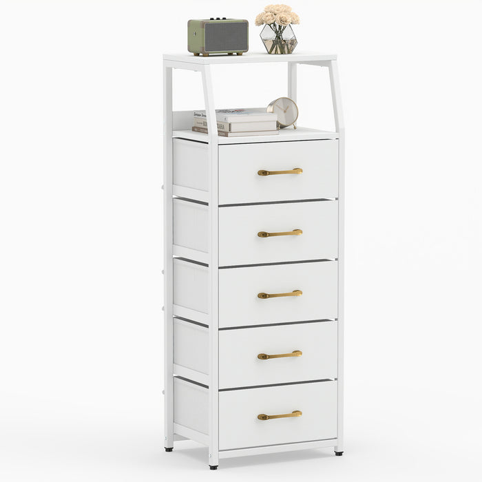 5-Drawer Storage Cabinet with Detachable Foldable Fabric Drawers and Anti-Tipping Kits-