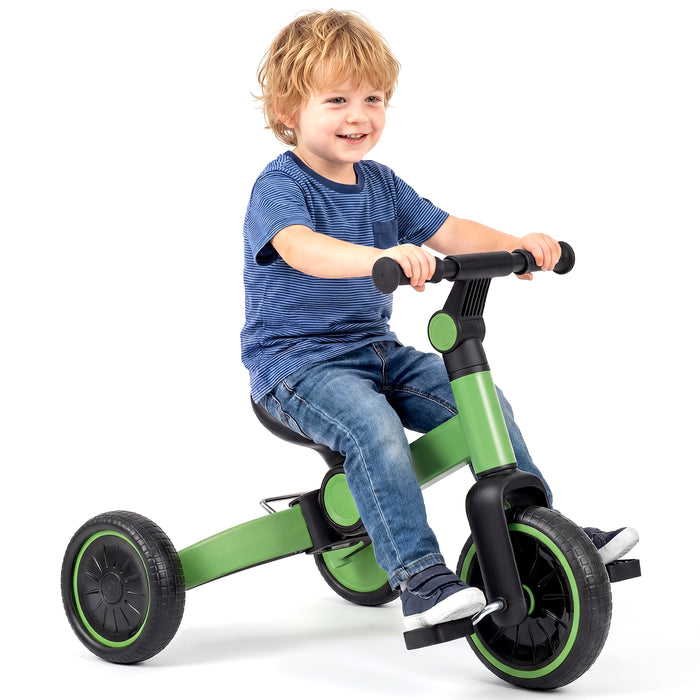 5-In-1 Toddler Bike Kids Balance Bike with Removable Pedals-
