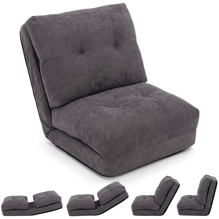 5-Level Adjustable Floor Chair for Adults with Back Support and Comfy Padded Cushions-Grey