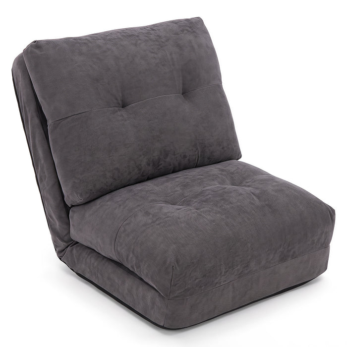 5-Level Adjustable Floor Chair for Adults with Back Support and Comfy Padded Cushions-Grey