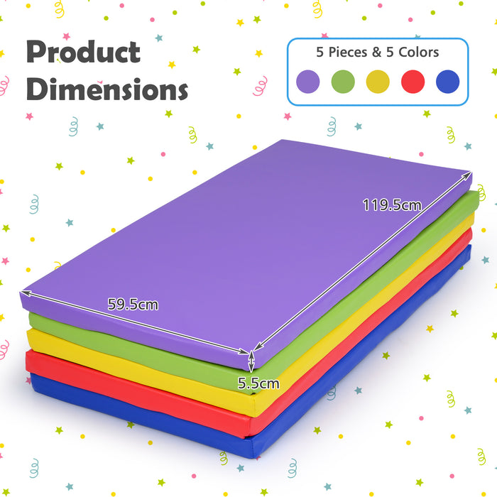 5-Pack Kids Nap Mats 5.5 CM Thick Sponge Rest Mats with PU Covers for Toddlers-