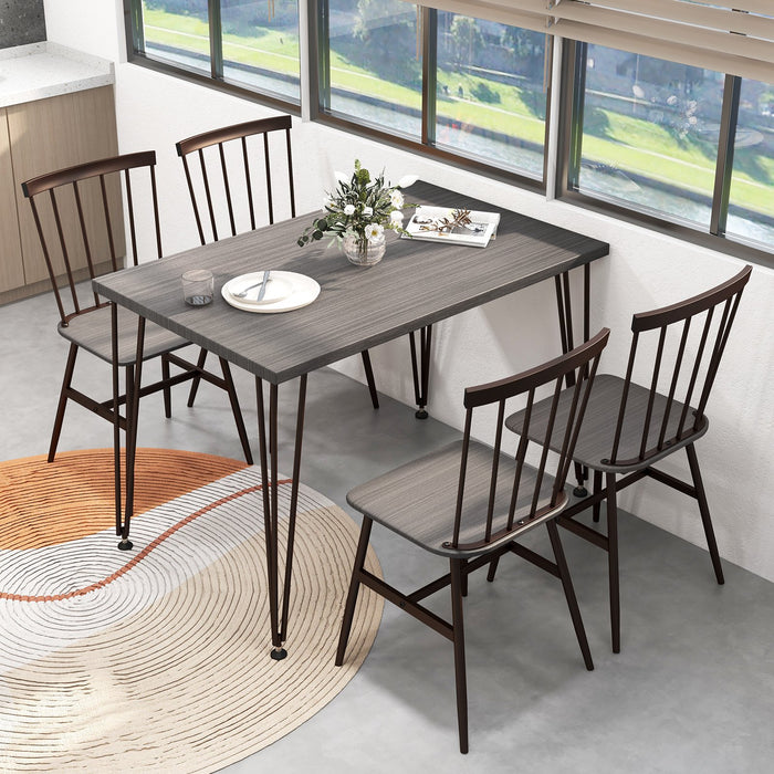 5-Piece Dining Table Set for 4 with Swivel Feet for Living Room-