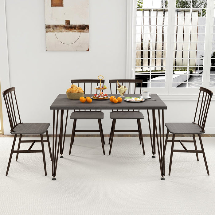 5-Piece Dining Table Set for 4 with Swivel Feet for Living Room-