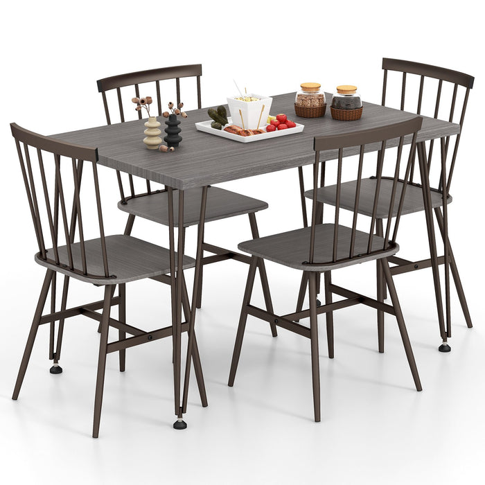 5-Piece Dining Table Set for 4 with Swivel Feet for Living Room-