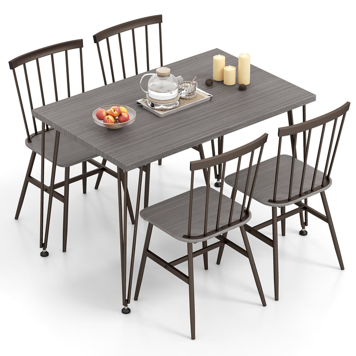 5-Piece Dining Table Set for 4 with Swivel Feet for Living Room-