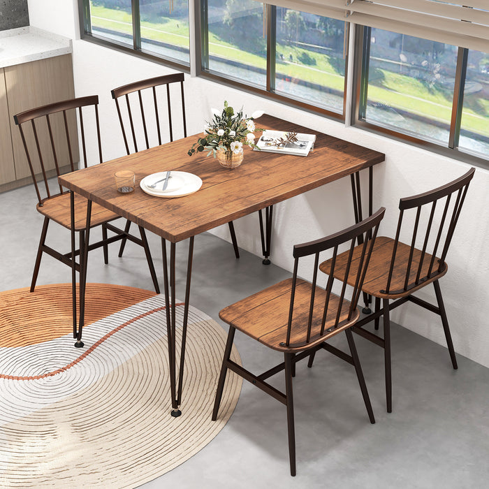 5-Piece Dining Table Set for 4 with Swivel Feet for Living Room-