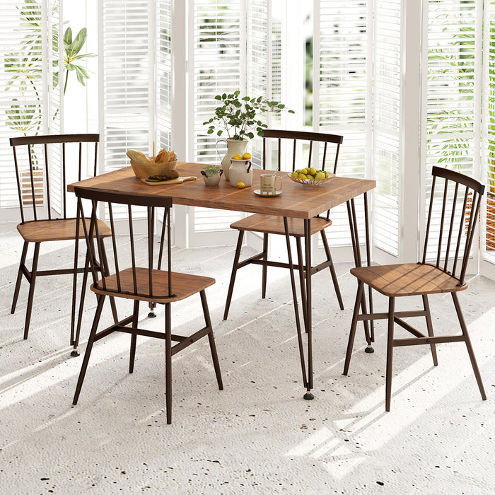 5-Piece Dining Table Set for 4 with Swivel Feet for Living Room-