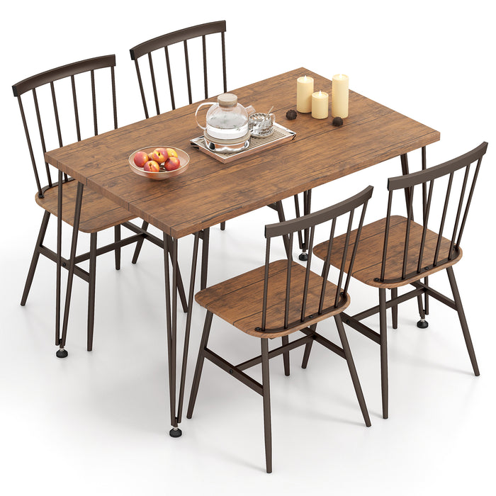 5-Piece Dining Table Set for 4 with Swivel Feet for Living Room-