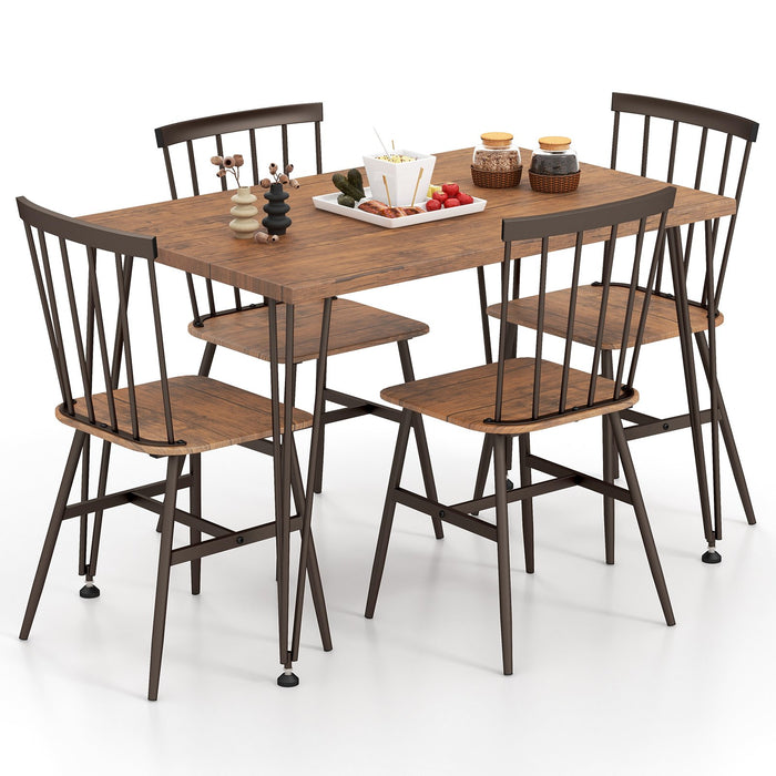 5-Piece Dining Table Set for 4 with Swivel Feet for Living Room-