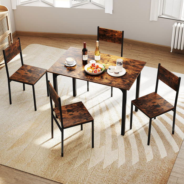 5-Piece Modern Kitchen Dining Room Furniture with Wood Rectangular Table-