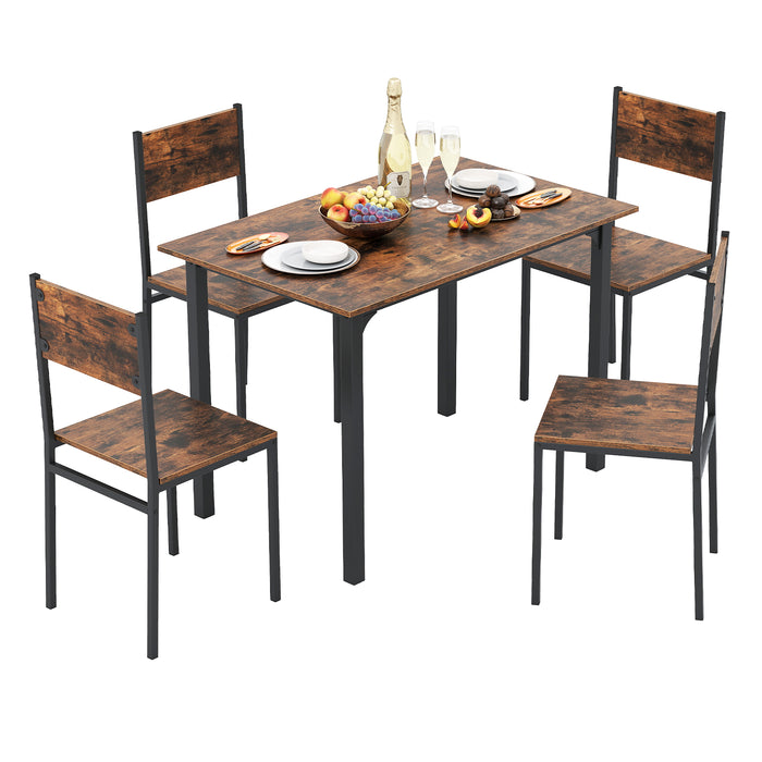 5-Piece Modern Kitchen Dining Room Furniture with Wood Rectangular Table-