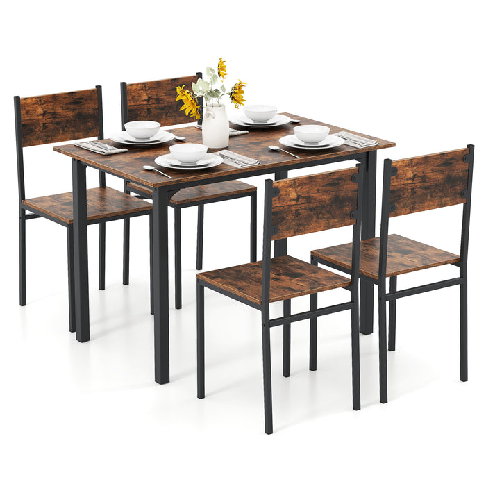 5-Piece Modern Kitchen Dining Room Furniture with Wood Rectangular Table-