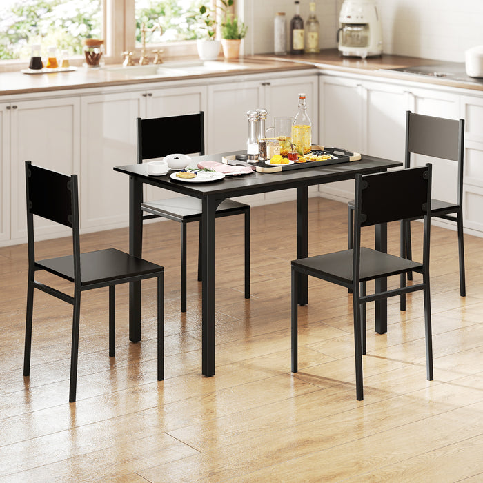 5-Piece Modern Kitchen Dining Room Furniture with Wood Rectangular Table-