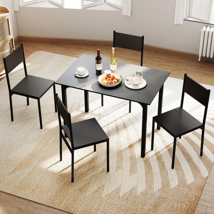 5-Piece Modern Kitchen Dining Room Furniture with Wood Rectangular Table-
