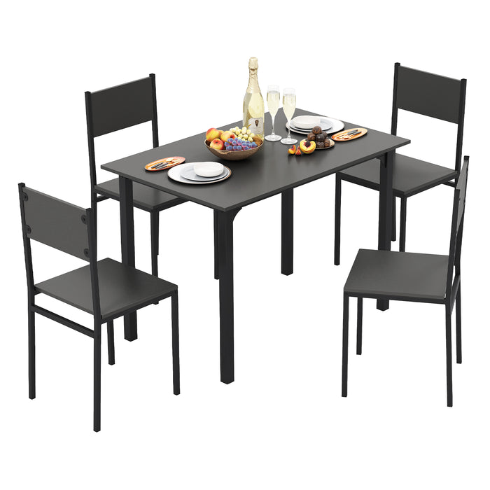 5-Piece Modern Kitchen Dining Room Furniture with Wood Rectangular Table-