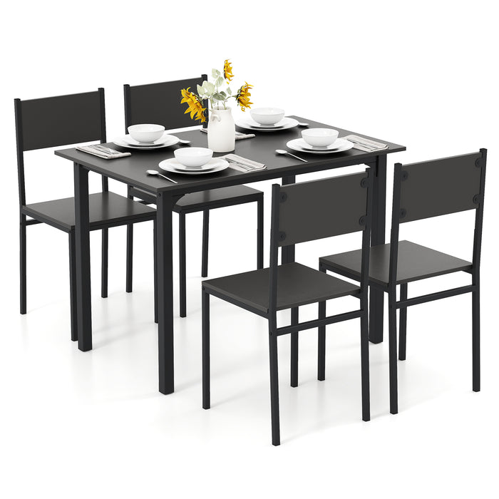 5-Piece Modern Kitchen Dining Room Furniture with Wood Rectangular Table-