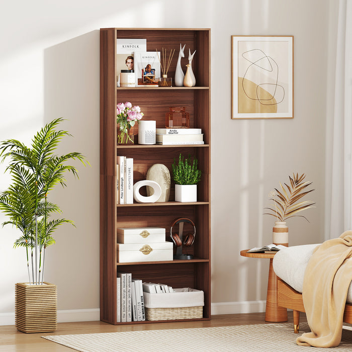 5-Tier Bookshelf with Freestanding Display Shelf and Storage Organizer for Living Room-Black