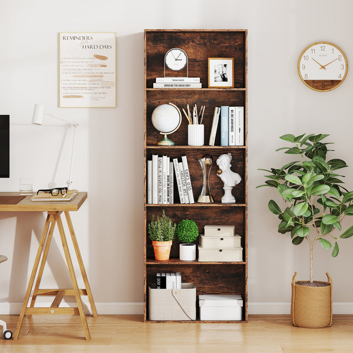 5-Tier Bookshelf with Freestanding Display Shelf and Storage Organizer for Living Room-Black