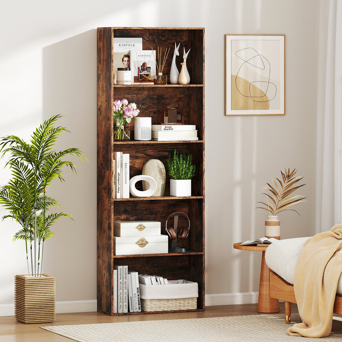 5-Tier Bookshelf with Freestanding Display Shelf and Storage Organizer for Living Room-Black