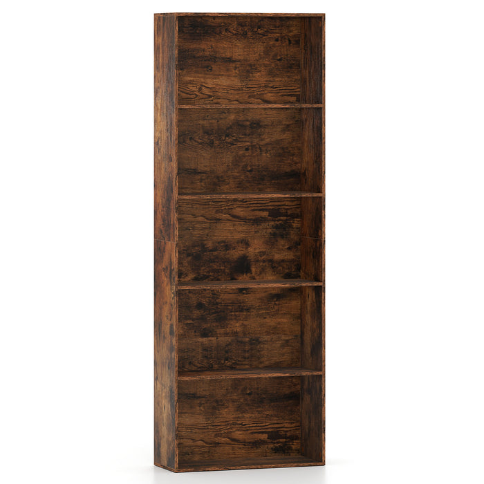 5-Tier Bookshelf with Freestanding Display Shelf and Storage Organizer for Living Room-Black