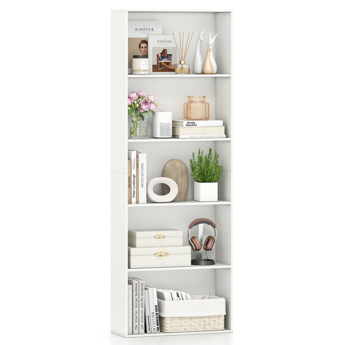 5-Tier Bookshelf with Freestanding Display Shelf and Storage Organizer for Living Room-Black