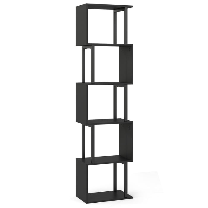 5-Tier Modern Bookshelf with Metal Frame for Home Office-Black