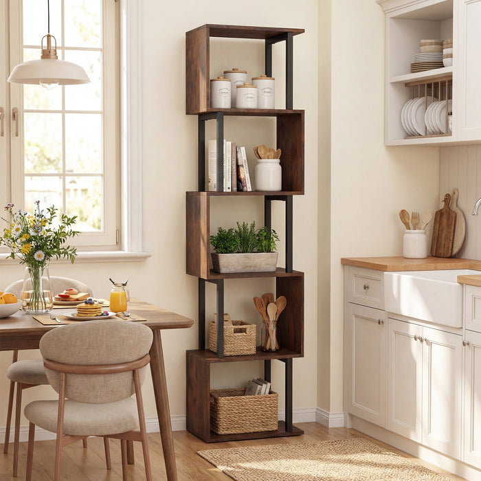 5-Tier Modern Bookshelf with Metal Frame for Home Office-Black