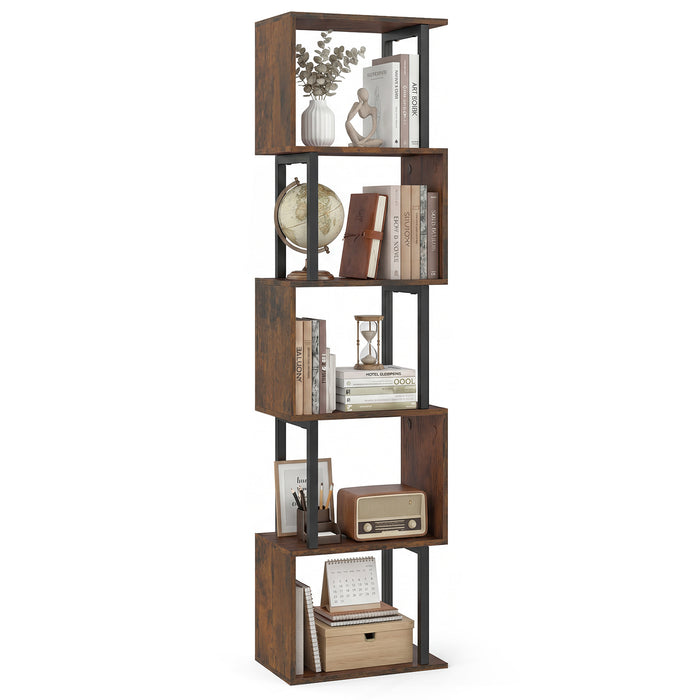 5-Tier Modern Bookshelf with Metal Frame for Home Office-Black