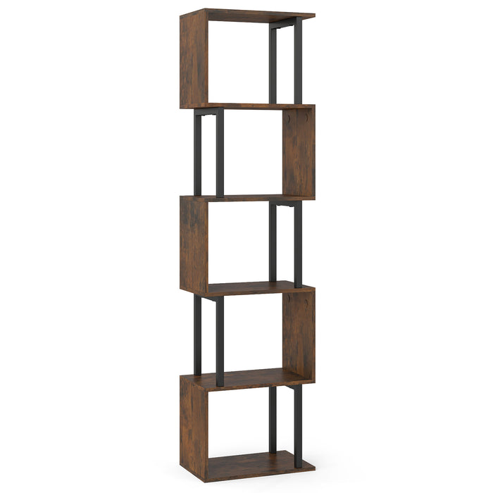 5-Tier Modern Bookshelf with Metal Frame for Home Office-Black