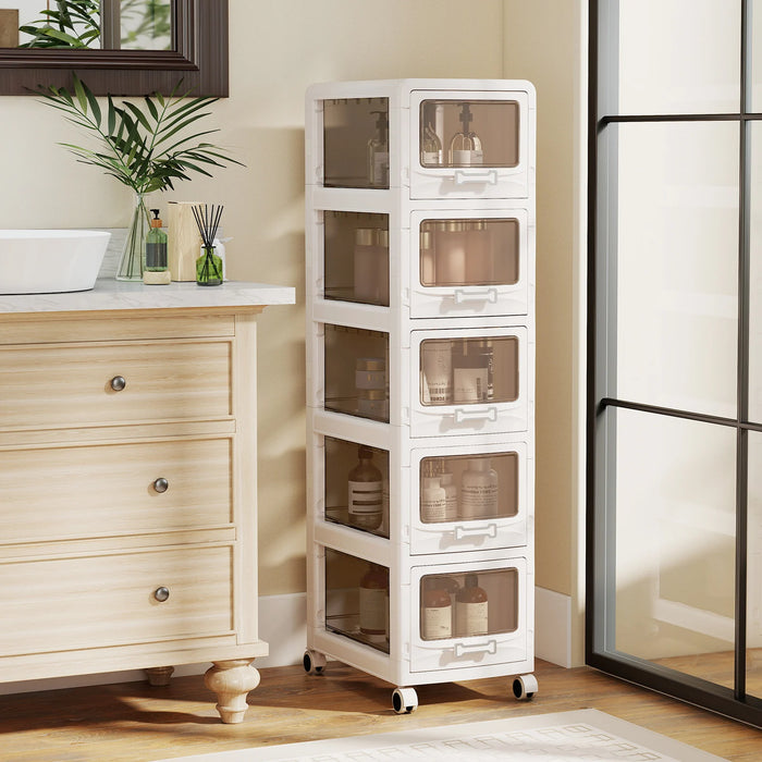 3-Tier Plastic Drawer Storage Organizer Rolling Cart with 3 Drawers